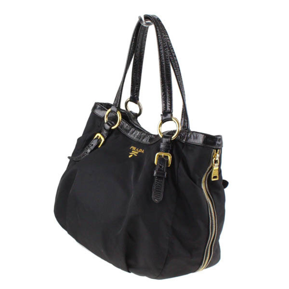 Prada Pocono Tote Ladies Shoulder Bag Nylon X Enamel Black - Picture 2 of 9